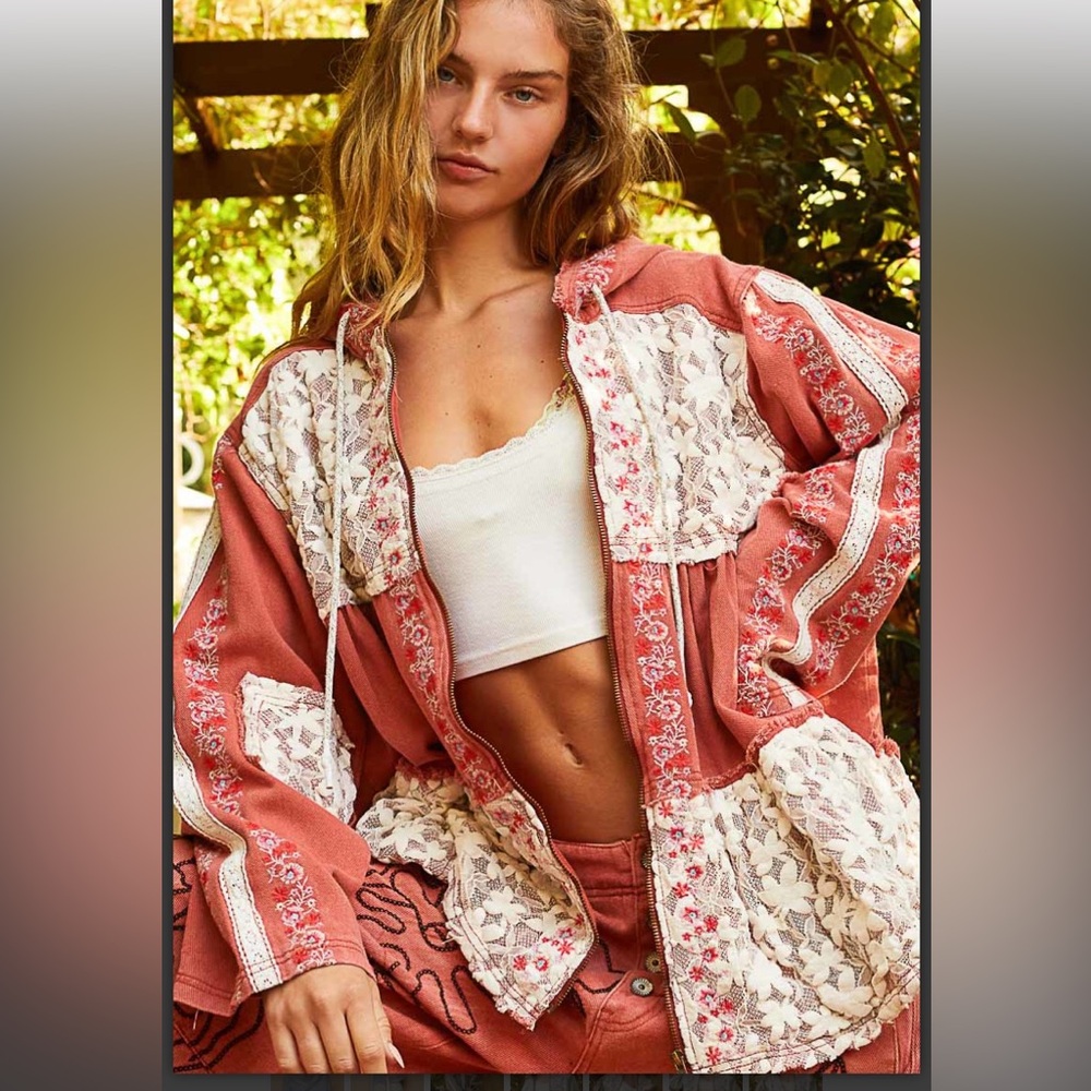 NEW $55 start No. 31 LAST ONE ๐POL Hooded lace embroidery jacket - Picture 3 of 5